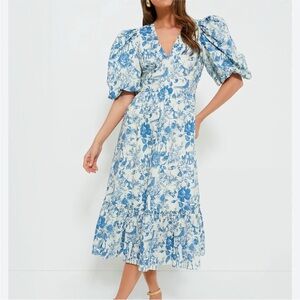 Tuckernuck Hyacinth House Blue Woodland Floral Lindley Dress Size M